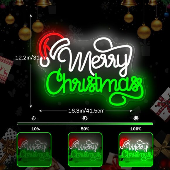 New Merry Christmas Neon Sign Dimmable LED Light Wall Decoration for Home - Picture 3 of 5